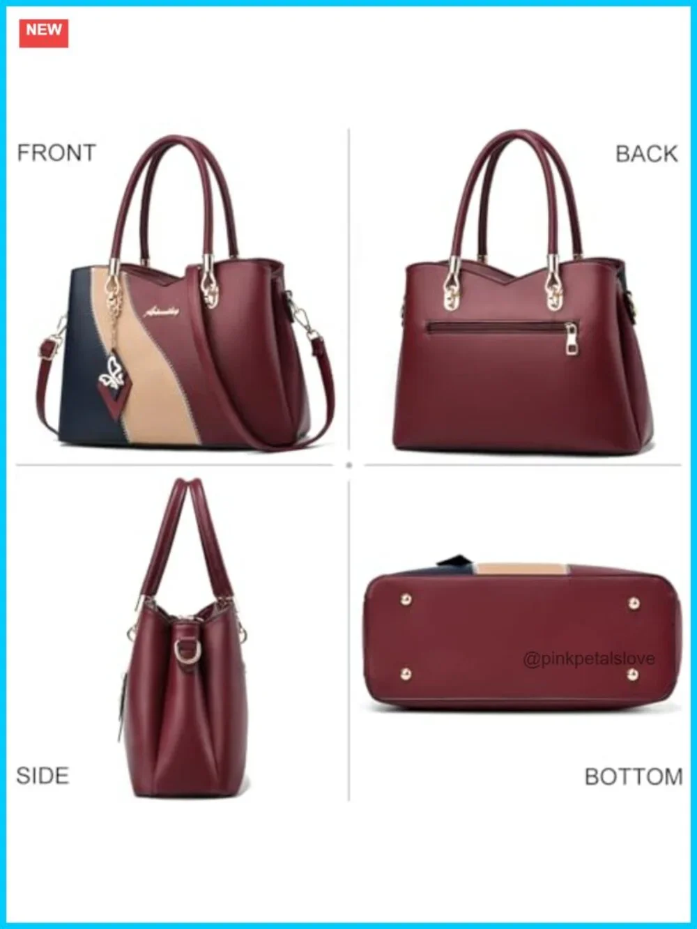 Women's PU Leather Tote Satchel Crossbody Shoulder Bag with Pockets